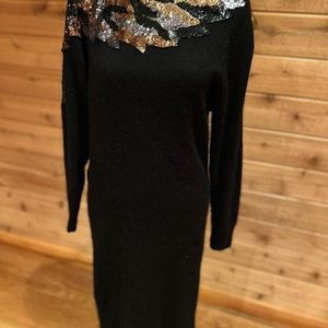 AMAZING vintage 90s full length sweater maxi dress with sequin detail